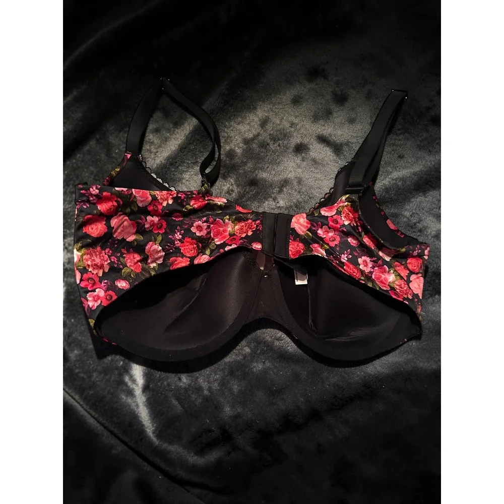 Victorias Secret Body by Victoria Perfect Shape Bra 38DDD Black Pink Floral NWT - Picture 2 of 2